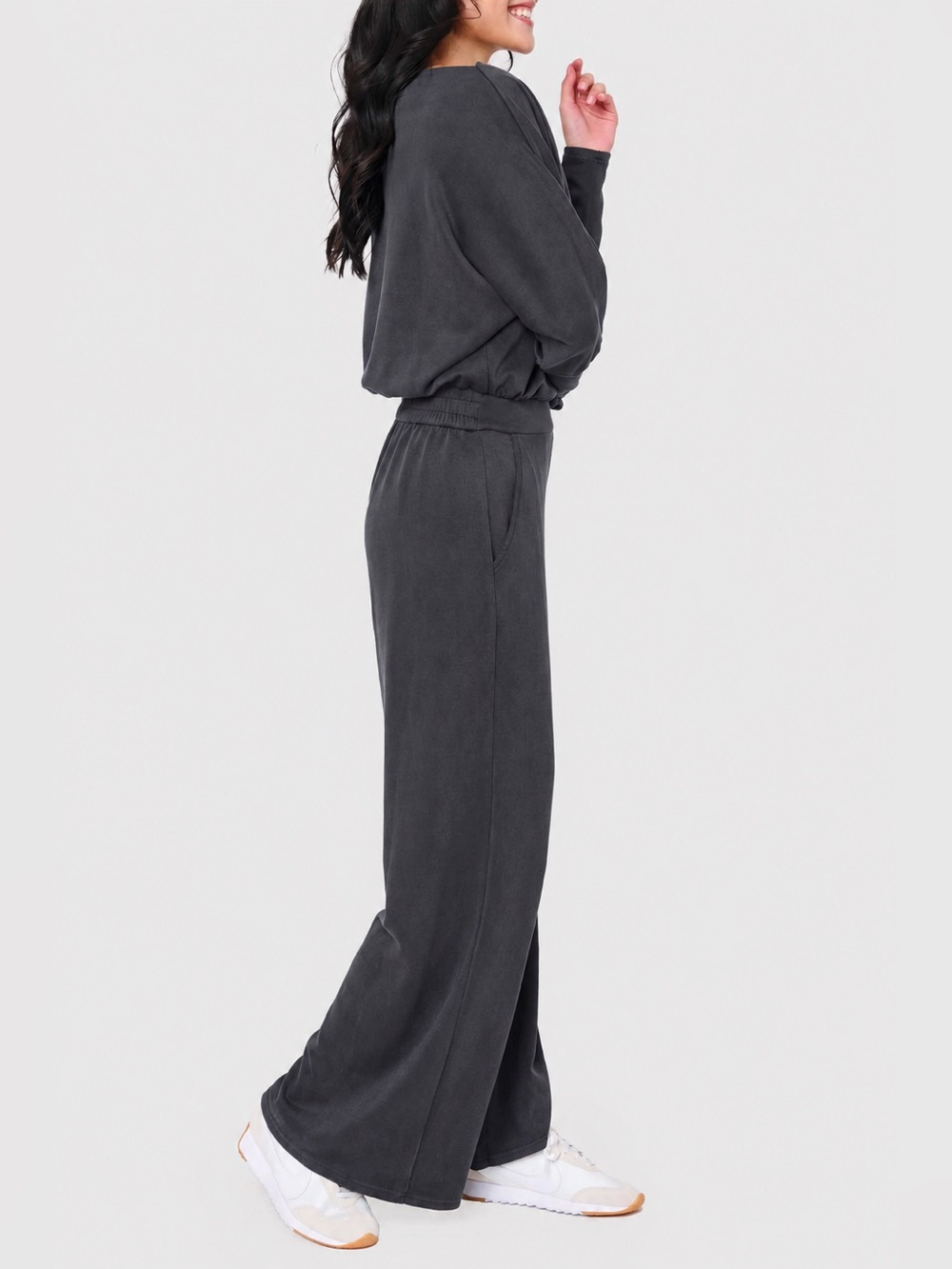 Gibsonlook Cloud Scuba Slouchy Everywhere Jumpsuit Navy L NWT - Picture 2 of 5